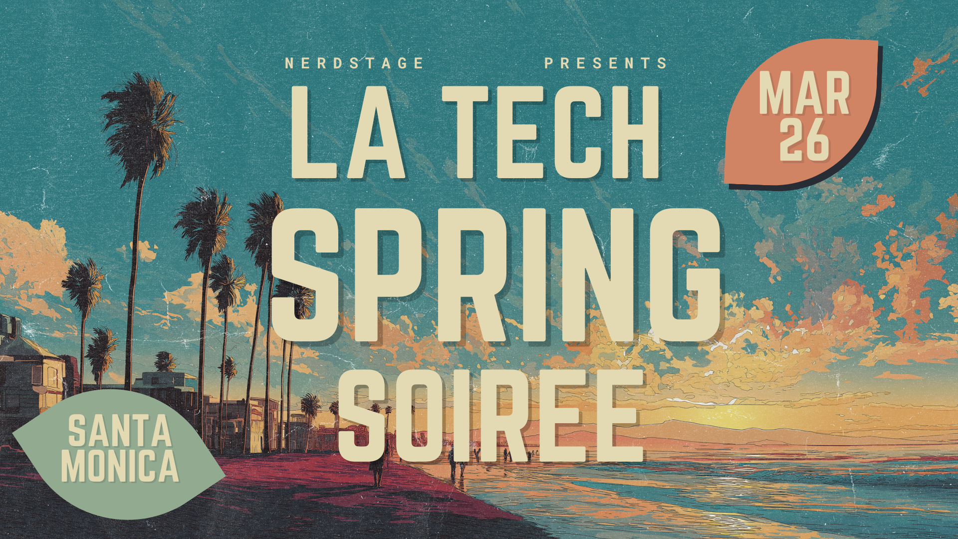 LA Tech Spring Soirée event poster — March 26, 2026, Santa Monica